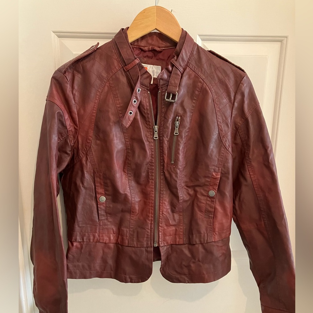 Bernardo Collection Red Faux Leather Jacket, Large